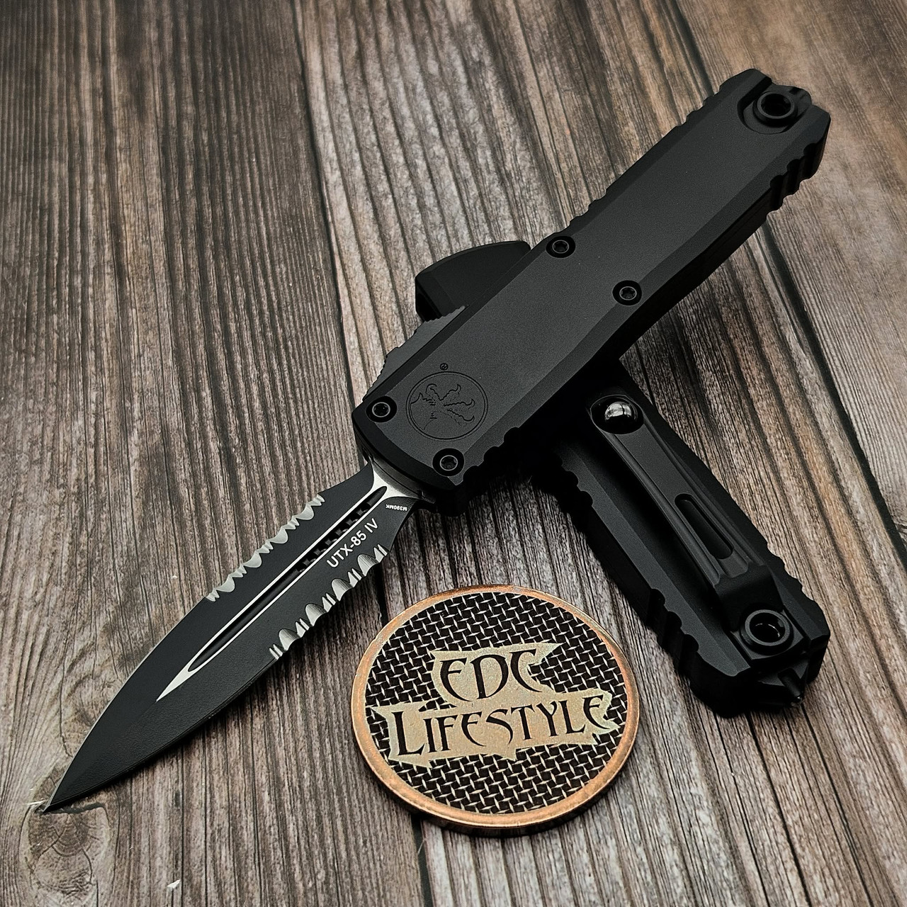 Microtech UTX-85 Gen IV Black Tactical D/E Partial Serrated 3.10