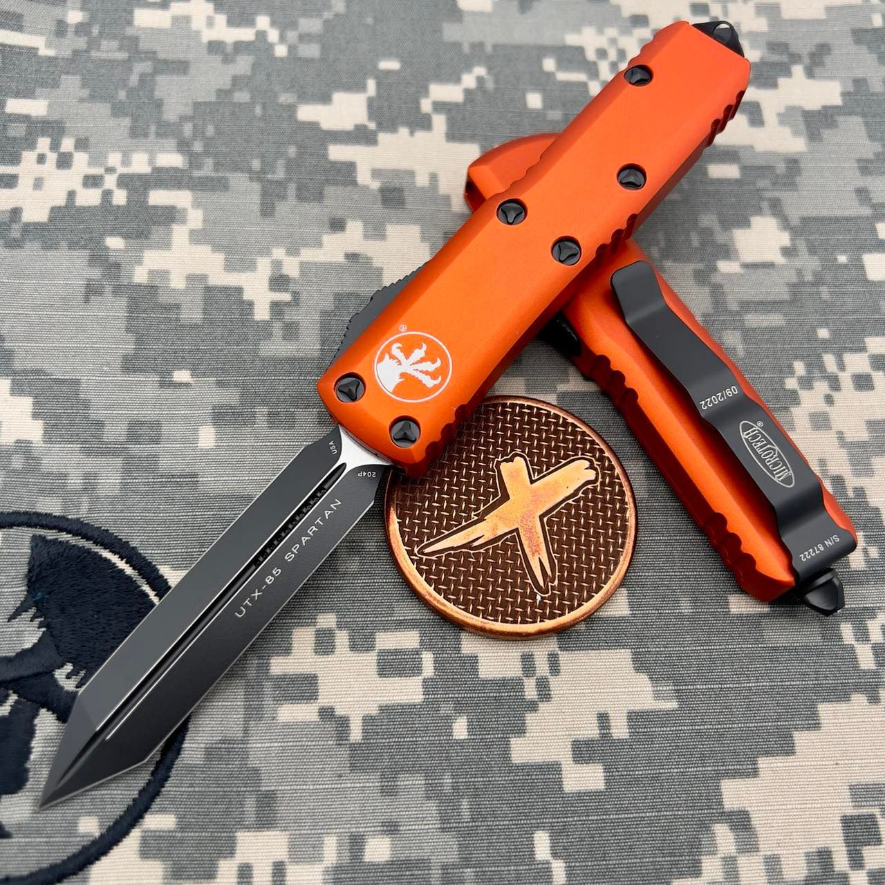 Microtech UTX-85 230-1OR Orange Double Edge Spartan Black Standard