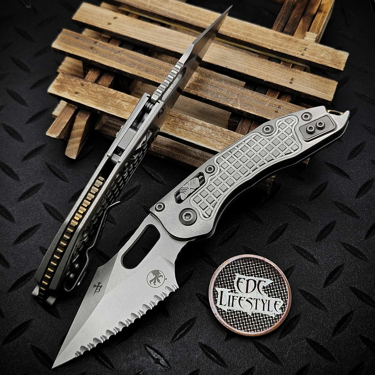 Microtech Stitch Ram-Lok 169RL-12FRMS1 Titanium Frag Stonewash