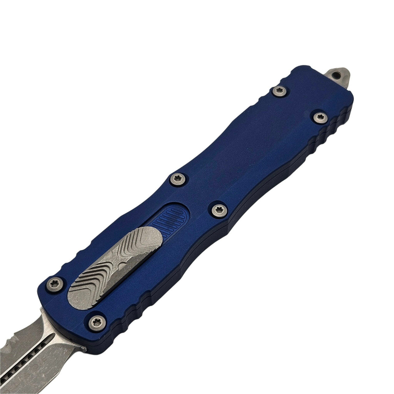 Microtech Dirac Delta Navy 3.75" D/E Full Serrated Apocalyptic 227-12APNA