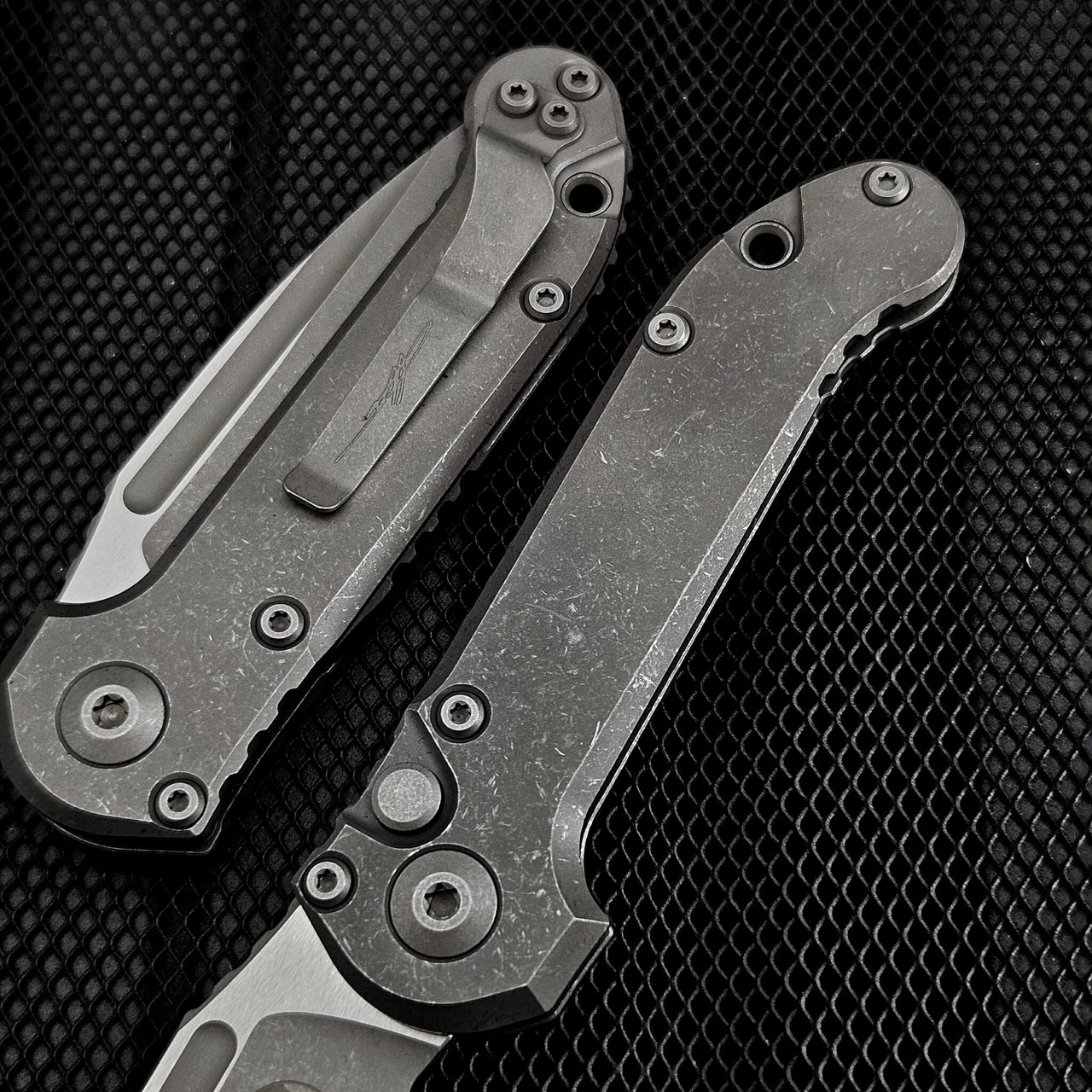 Microtech LUDT Titanium Slab Side Clip Point Apocalyptic 1135-10APMS1
