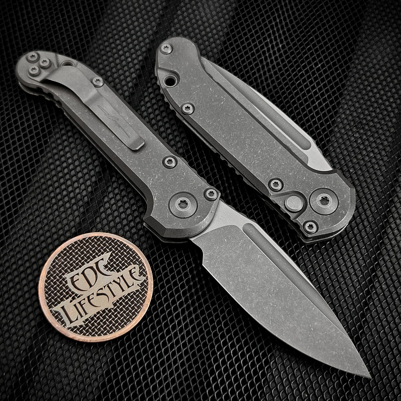 Microtech LUDT Titanium Slab Side Clip Point Apocalyptic 1135-10APMS1