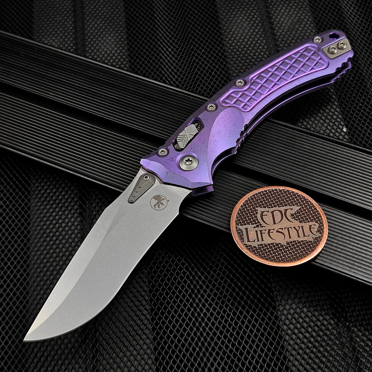 Microtech Amphibian Ram-Lok S/E Purple Haze Titanium Frag