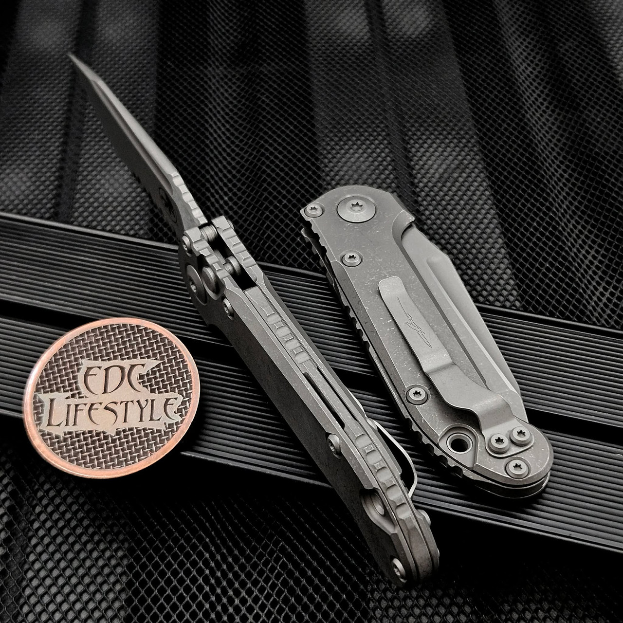 Titanium Microtech Microtech LUDT Titanium Slab Side T/E Partial Serrated Apocalyptic 1136 ...