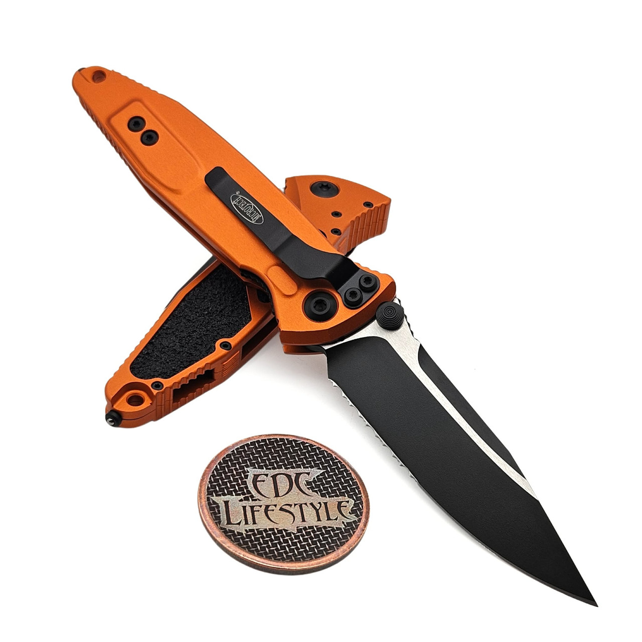 Microtech Socom Elite Manual Orange 4" S/E Partial Serrated Black 160-2OR