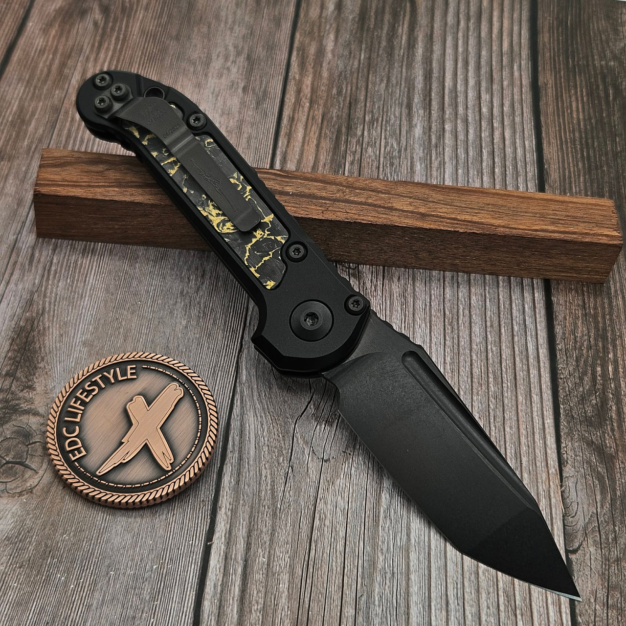 Microtech LUDT T/E DLC Gold Carbon Fiber Inlays 1136-1DLCTSAE S/N 048 ...
