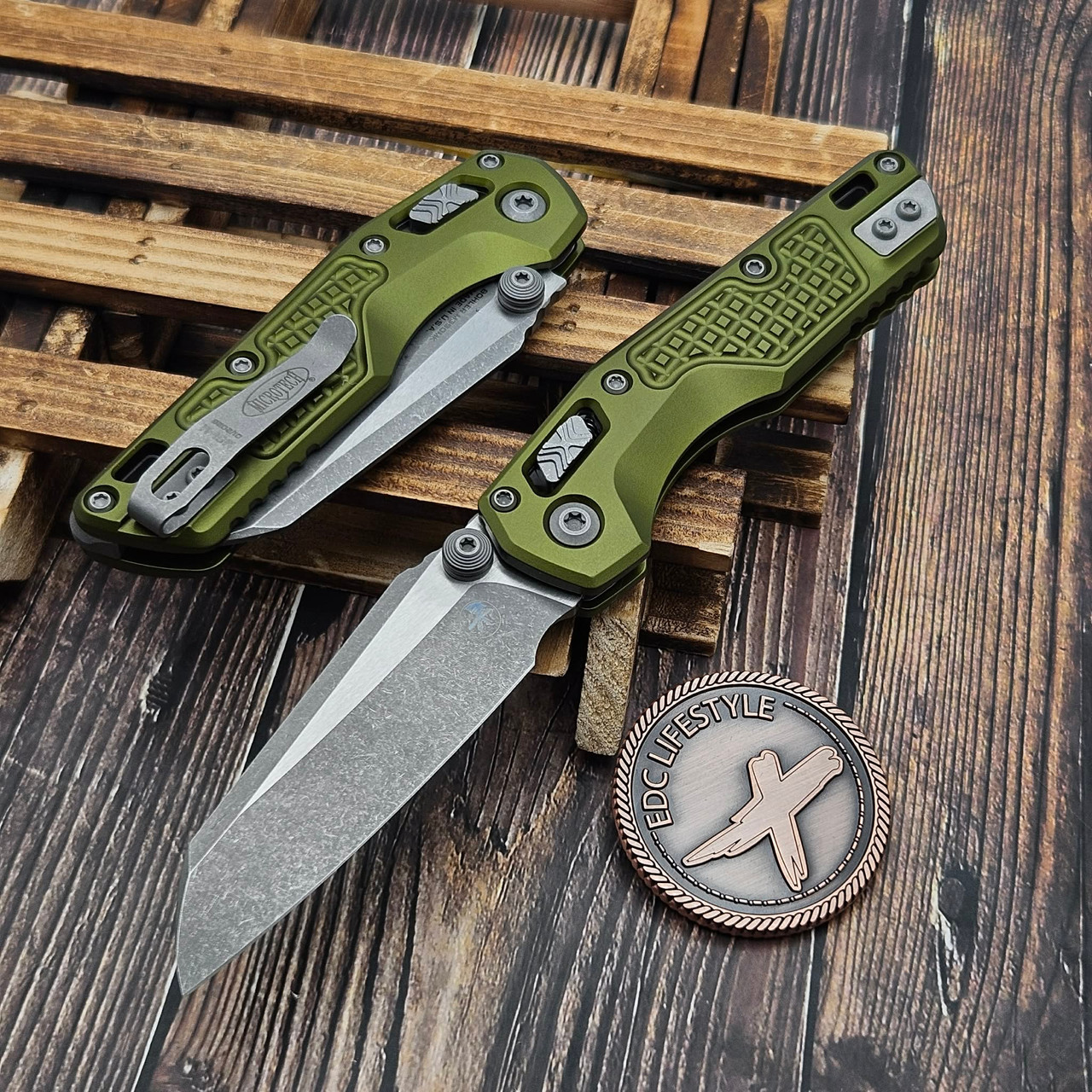 Microtech MSI Mini OD Green Aluminum Frag S/E Apocalyptic 210M