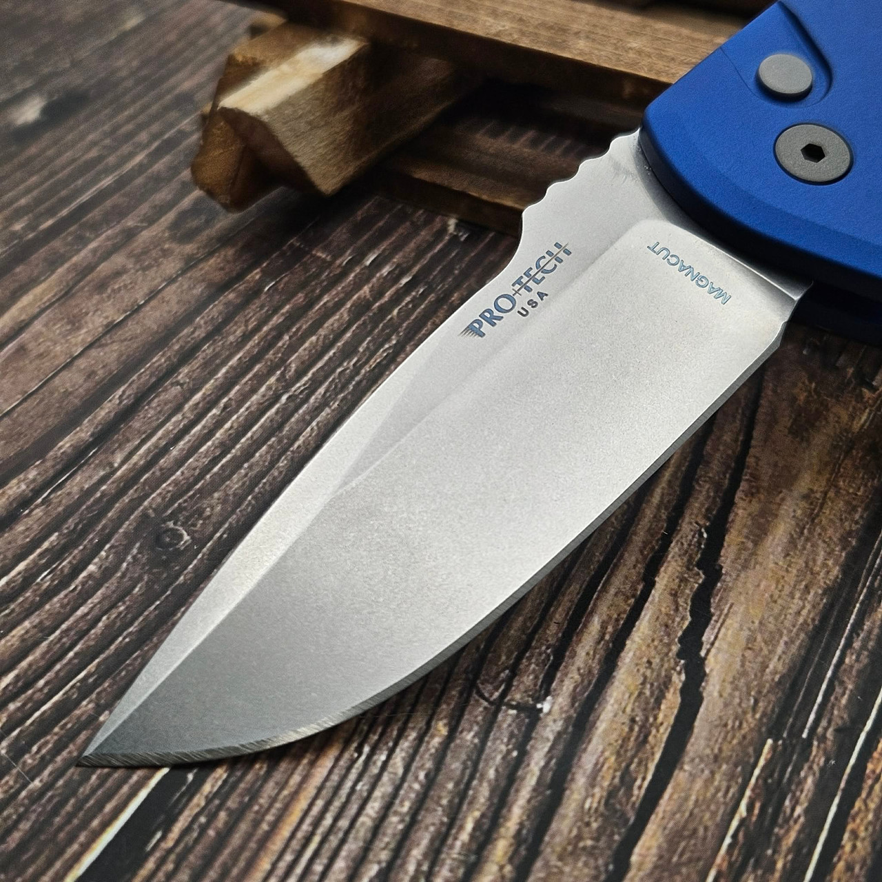 Pro-Tech Rockeye Blue Auto 3.4" SW Drop Point