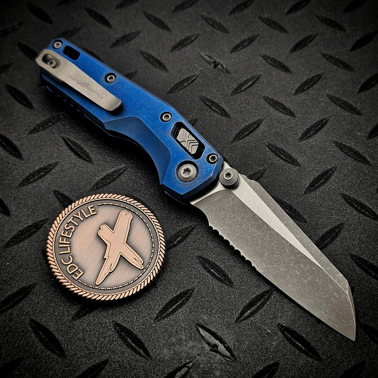 Microtech MSI Mini Antique Blue Titanium Apocalyptic 210M-11APMS2 ...