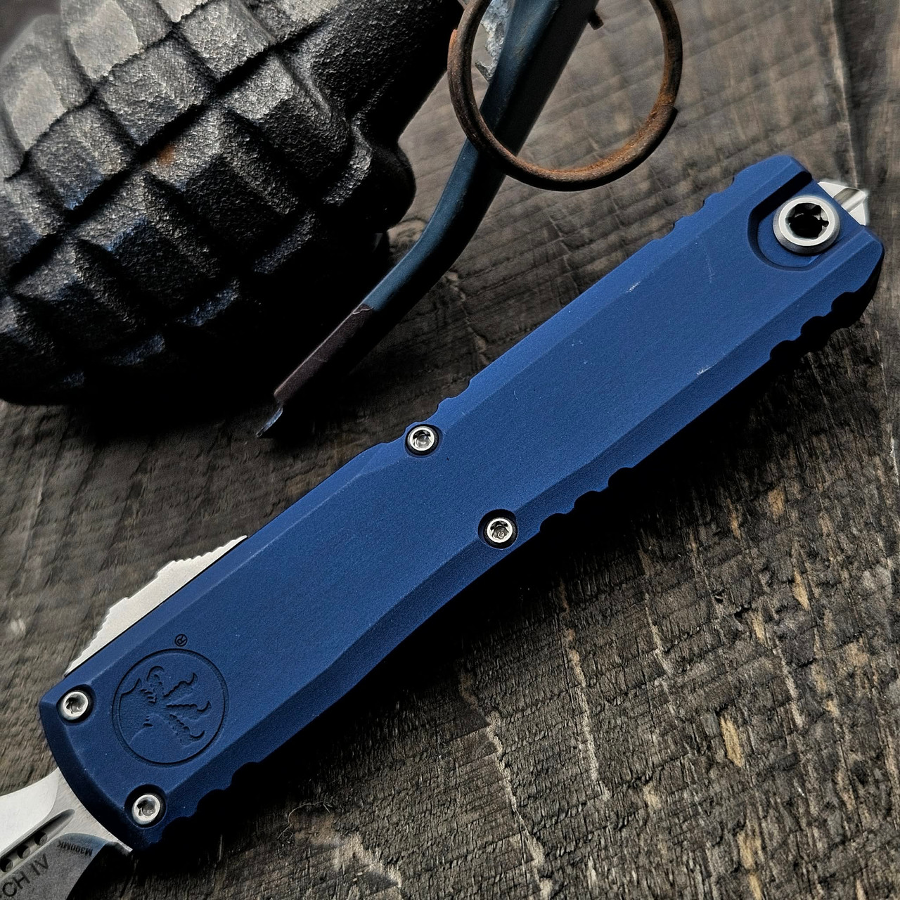 Microtech Ultratech IV Navy D/E Stonewash 11224-10NA - Grenade Factory ...
