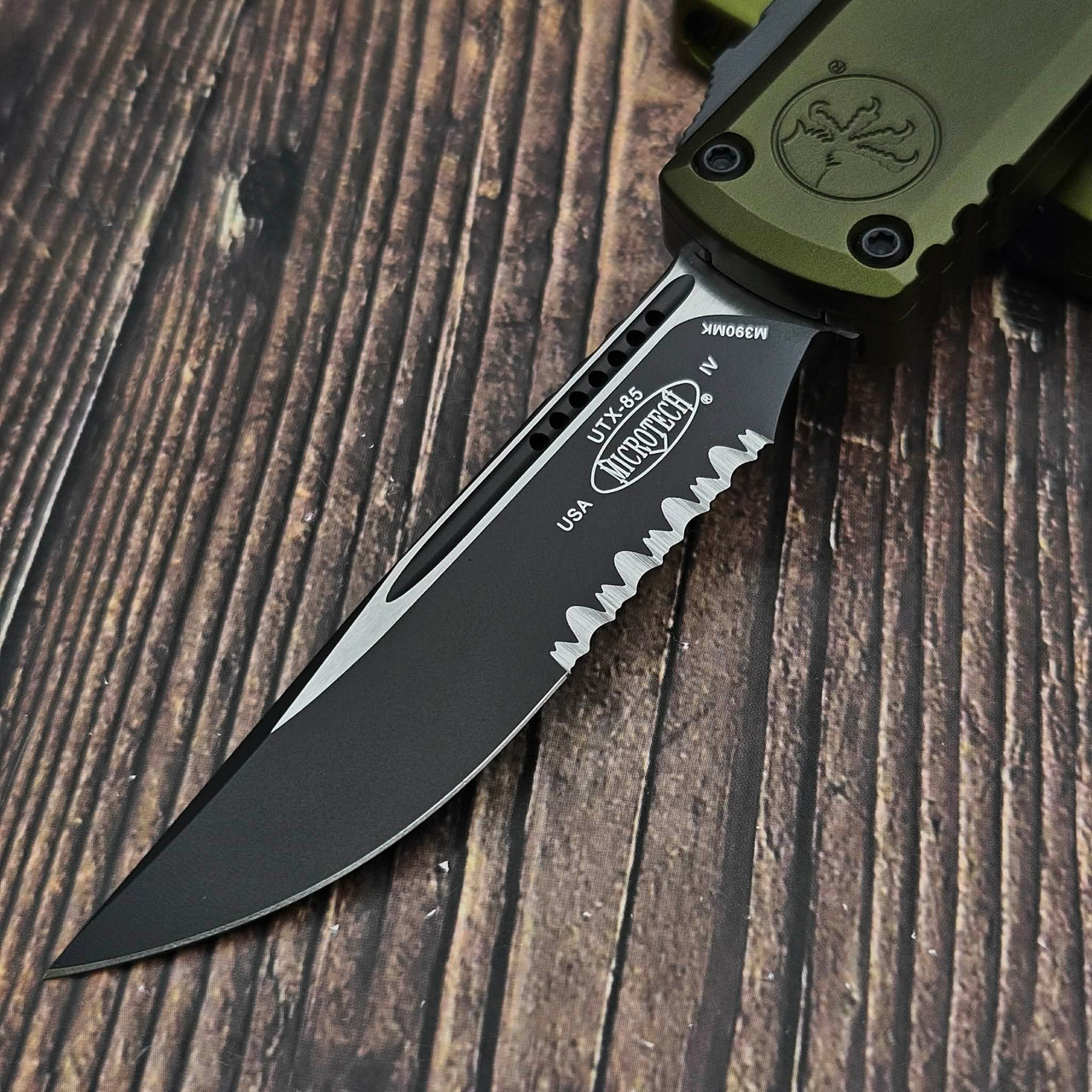 Microtech UTX-85 Gen IV OD Green S/E Partial Serrated 3.10" 12314-2OD