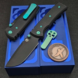Chaves Knives Blue Label Black Knurled Redencion 229 3.5" PVD Drop Point Green Ti HW