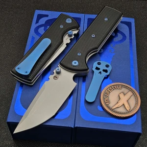 Chaves Knives Blue Label Black Knurled NTAK Redencion 3.57" Stonewash Tanto Blue Ti HW