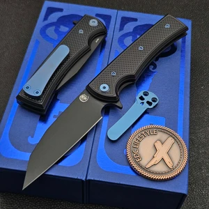 Chaves Knives Blue Label Black Knurled Sangre Street 3.38" PVD Wharncliffe Blue Ti HW