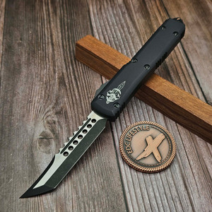 Microtech Ultratech Black Hellhound Contoured T/E DLC Standard 119-1DLC - Preowned