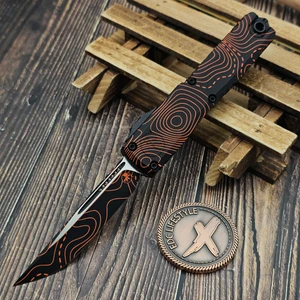 Microtech Ultratech Gen IV Topographic Black/Orange Camo S/E 3.55" 11214-1TPBKORCS from EDC Lifestyle