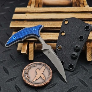 Microtech/Bastinelli Bee Apocalyptic Push Dagger W/ Antique Blue Ti Scales & Blue Ti HW 218-10APMS3 by EDC Lifestyle