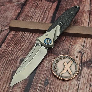 Microtech Socom Bravo Mini Titanium W/ Blue Ti Pivot Collar Carbon Fiber Scales T/E Bead Blast - Preowned 261M-7CFTI-PO 261M-7CFTI-PO by EDC Lifestyle