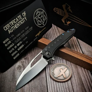 Marfione Custom Sigil DLC Titanium W/ Blue Ti Hardware S/E Hand Rubbed Satin - Preowned S/N 029 MCK-S-PO-029 by EDC Lifestyle