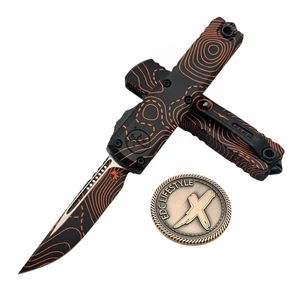 Microtech UTX-85 Gen IV Topographic Black/Orange Camo S/E 12314-1TPBKORCS by EDC Lifestyle