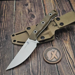 Microtech Akris Fixed Blade Dark Earth G-10 3.7" Stonewash M390MK W/ Tan Kydex Sheath 95-10DE-6 by EDC Lifestyle