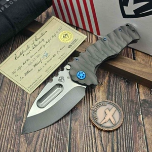 Medford Knives Praetorian Ti Bead Blasted Gray Predator Sculpted S35VN Drop Point - Preowned