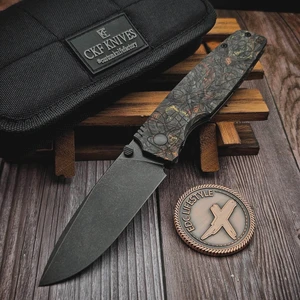 Custom Knife Factory CKF Lex Carbon Fiber Black/Red/Gold