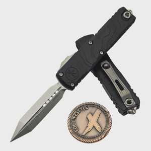 trustec Microtech UTX-85 Gen IV Black Topographic Deep Engraved 3.10