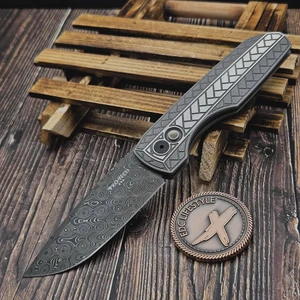 Pro-Tech Vero Synapse 2 2026 Custom 002 Herringbone 17-4 Steel 3.5" Chad Nichols Raindrop Damascus