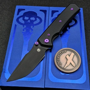 Chaves Sam Tran Arison Street Black Knurled Aluminum 154CM Black PVD Purple Ti HW