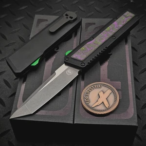 Chaves Knives Dissident OTF Black Blasted Aluminum Joker Carbon Fiber Inlay T/E Stonewash M390 Blackout HW