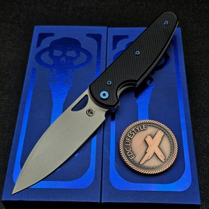Chaves Brad Blount Phase 229 Black Knurled Aluminum 154CM Stonewash Blue Ti HW