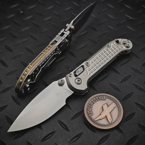 Microtech LUDT Ram-Lok Frag Titanium 3.40" Clip Point Stonewash M390MK Bronze Ti Accent Marfione Select 1135RL-10FRMS1 By Edc Lifestyle