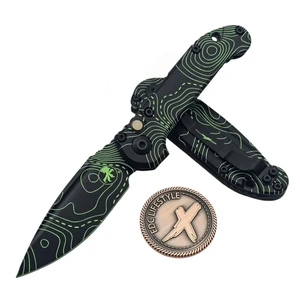 Microtech LUDT Gen III Smooth Handle Topographic Black/Parakeet Green Camo S/E 3.5" 1135S-1TPBKPGCS