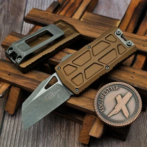 Microtech Exocet II Tan 2.31" Wharncliffe Apocalyptic OTF Money Clip 1156-10APTA