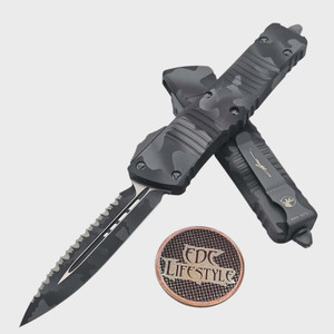 Microtech Combat Troodon 142–3UCS Urban Camo Double Edge Full Serrated