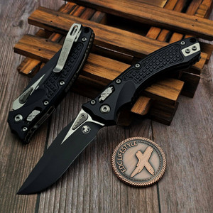 Microtech Amphibian Mini Ram-Lok Black Aluminum Frag 3.25" S/E 137MRL-1FR