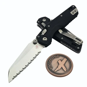 Microtech MSI Ram-Lok Mini Black Aluminum Fluted 3.10" S/E Full Serrated Stonewash 210M-12FL By Edc Lifestyle