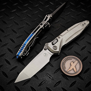 MICROTECH SOCOM DELTA RAM-LOK T/E MARFIONE SELECT STONEWASH TITANIUM W/BLUE TI ACCENT 163RL-10MS3