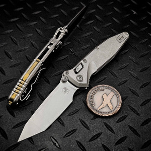 MICROTECH SOCOM RAM-LOK T/E STONEWASH SLAB TITANIUM W/BLUE TI ACCENT MARFIONE SELECT 161RLS-10MS3