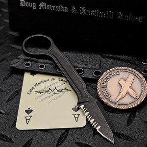 Bastinelli Knives Spade Fixed Blade Serrated Dark Stonewash