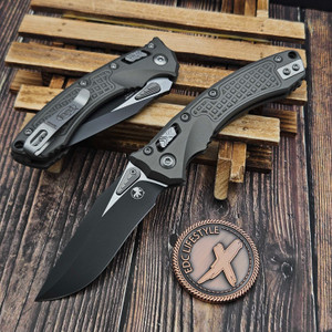 Microtech Amphibian Mini Ram-Lok Natural Clear Aluminum Frag 3.25" S/E 137MRL-1FRNC