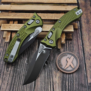 Microtech Amphibian Mini Ram-Lok OD Green Aluminum Frag 3.25" S/E 137MRL-1FROD