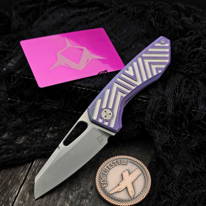 Sharknivco M11 Milled Two-Tone Blurple Titanium Handle Polished Stonewash RWL34 Blade