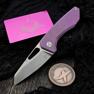Sharknivco M11 Distressed Pink/Purple Titanium Handle Polished Stonewash RWL34 Blade