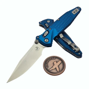 Microtech Socom Ram-Lok Blue Aluminum Frag 4.00" S/E Stonewash 160RL-10FRBL By Edc Lifestyle