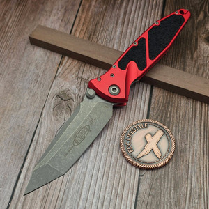Microtech Socom Elite Manual Red T/E Apocalyptic 161-10APRD S/N 19828 - Preowned