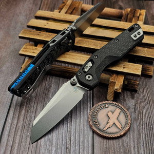 Microtech MSI Mini Slab Carbon Fiber 3.18" S/E Stonewash Blue Ti Accent Marfione Select 210M-10MS9