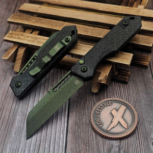 Heretic Knives Carbon Fiber Jinn Auto 3" Metallic Green H113-MG-CF