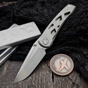 Sharknivco Waka V4.9 Windows Titanium Frame Lock RWL34 Polished Stonewash